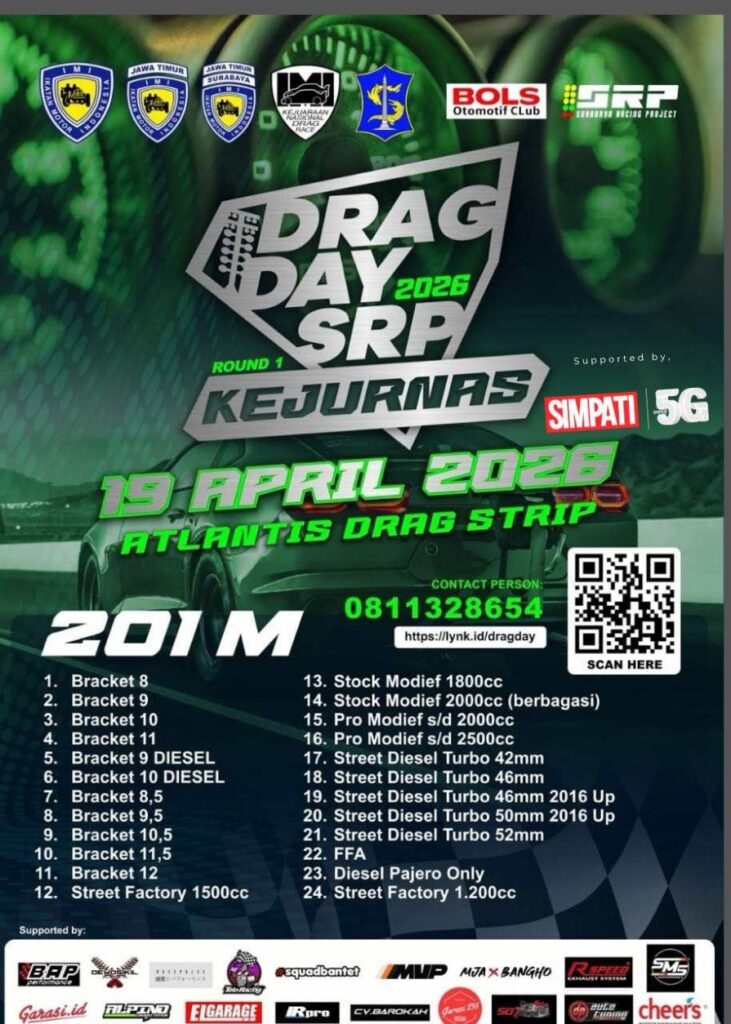 Kejurnas Drag Race Indonesia 2026 Resmi Dibuka di Surabaya, Diikuti 178 Starter lajuroda.com