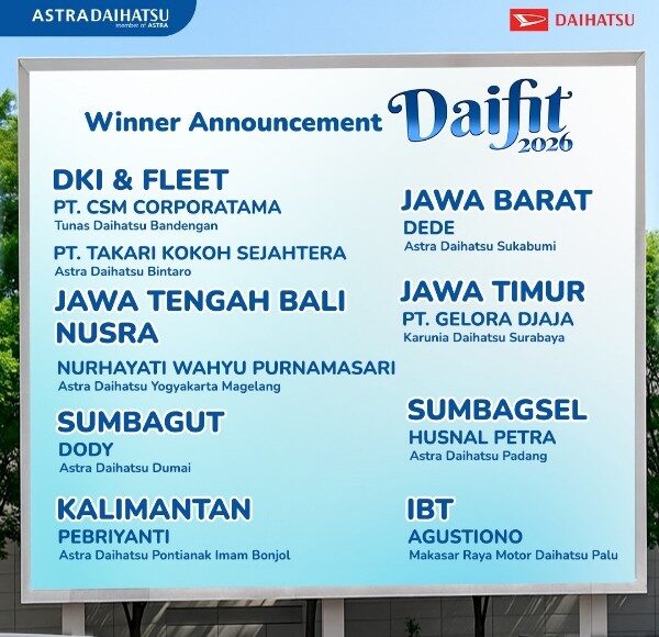 Astra Daihatsu Umumkan Pemenang DAIFIT 2026, Hadiah Umroh hingga Promo MID DEALS Berhadiah Ayla Modifikasi Astra Daihatsu Umumkan Pemenang DAIFIT 2026, Hadiah Umroh hingga Promo MID DEALS Berhadiah Ayla Modifikasi - lajuroda.com